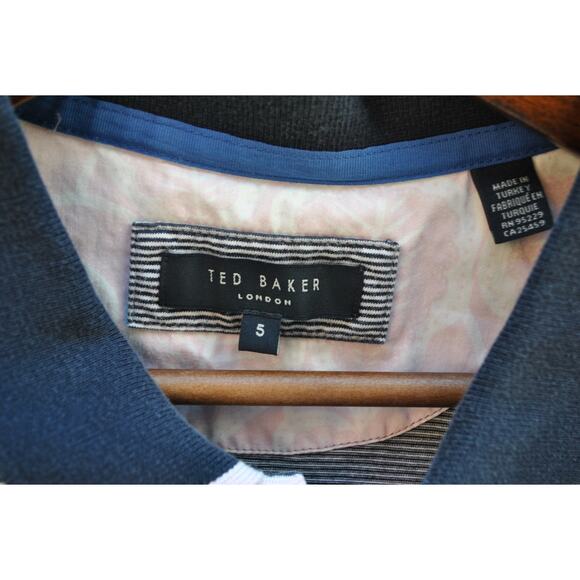 Ted Baker Men's Navy Microstripe Polo Shirt – Size 5 (XL Equivalent) - Picture 2 of 5